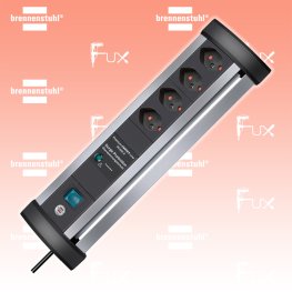 Office-Alu-Line Überspannungsschutz-Steckdosenleiste 4-fach